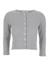 DUNST 'POINTELLE' GREY CREWNECK CARDIGAN WITH FRONT BUTTON CLOSURE IN COTTON WOMAN