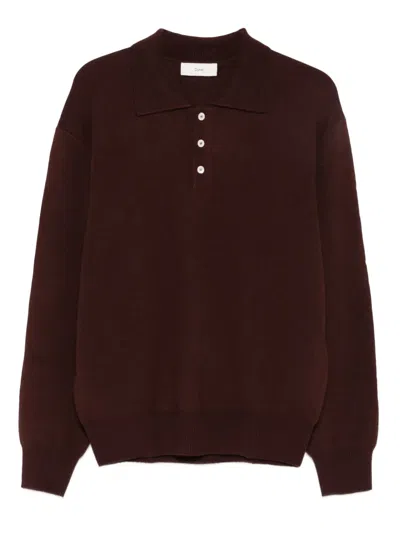 Dunst Polo-neck Button Sweater In Brown
