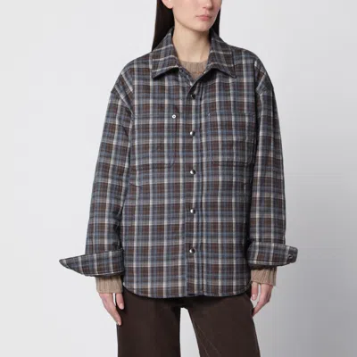 Dunst Quilted Check Flannel Overshirt With Snap Buttons In Multi