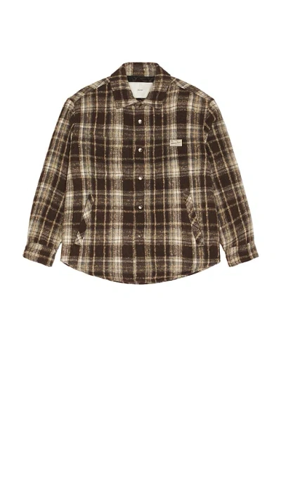 Dunst Quilted Check Flannel Shirt In Burgundy