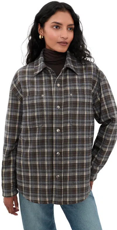 Dunst Quilted Flannel Shirt Brown Check In Multi