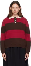 Dunst Red & Brown Chunky Polo In Red/ Brown