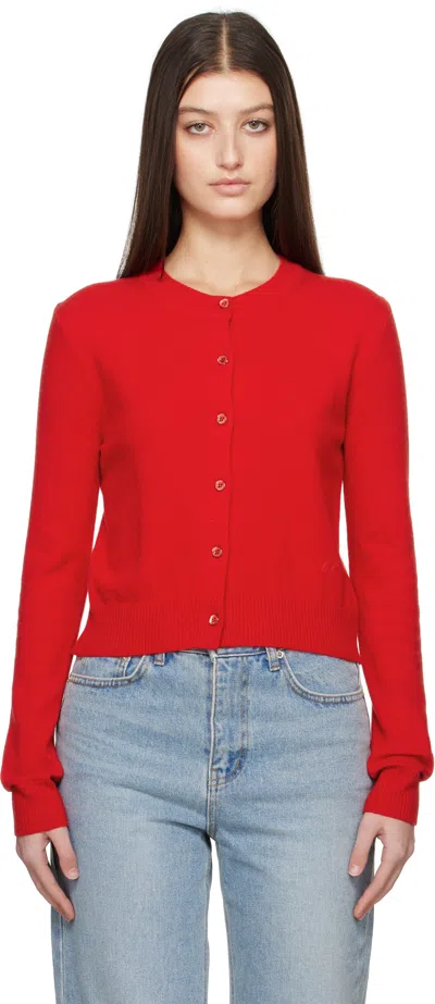 Dunst Red Essential Crewneck Knit Cardigan