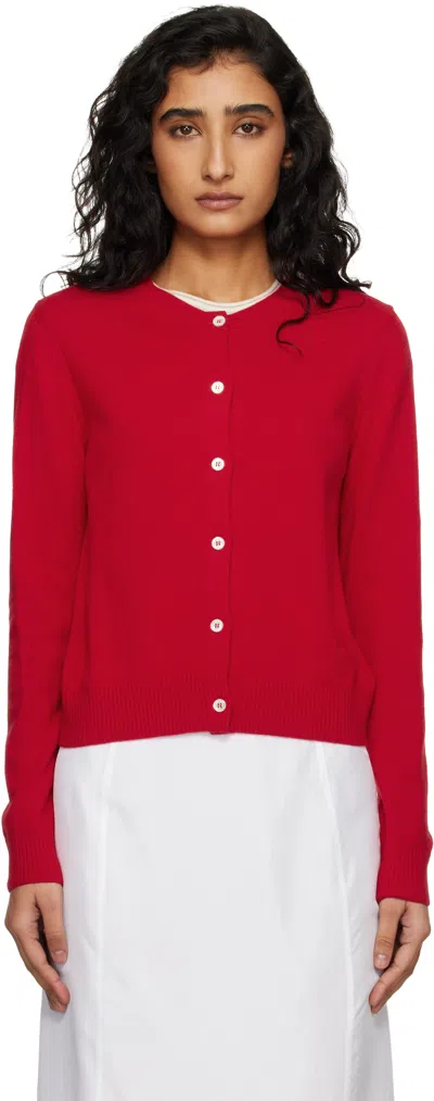 Dunst Red Essential Crewneck Knit Cardigan In Multi