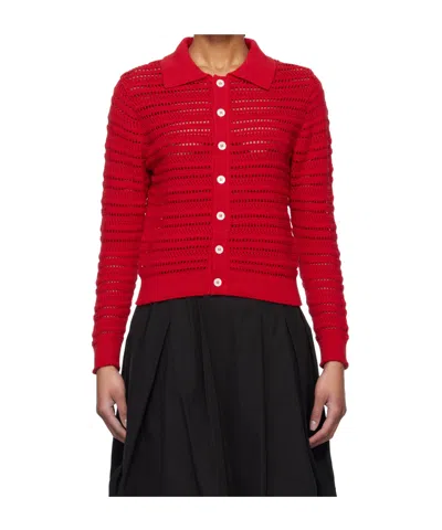 Dunst Red Open Collar Cardigan