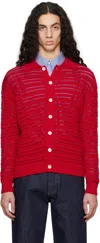 Dunst Red Open Collared Cardigan In Red
