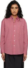 Dunst Oversized Button Down Checked Shirt Red Check In Red
