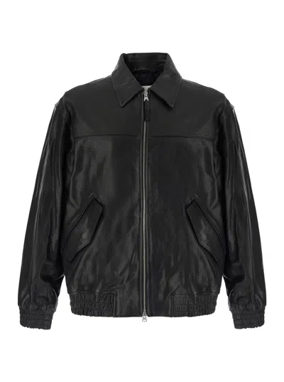Dunst Refined Lamb Leather Jacket With Classic Collar And Zip Front In Black