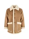 Dunst Beige Reversible Shearling Jacket With Classic Collar And Two Front Patch Pockets In Ecofur Man In Brown