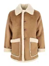 Dunst Beige Reversible Shearling Jacket With Classic Collar And Two Front Patch Pockets In Ecofur Man In Brown