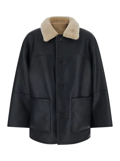 Dunst Reversible Synthetic Fur Unisex Jacket In Black