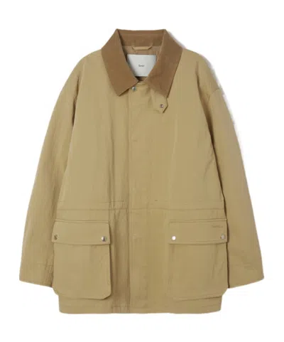 Dunst Ribbed Collar Loose Jacket In Green