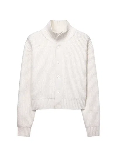 Dunst Ribbed-knit Button-up Sweater In White