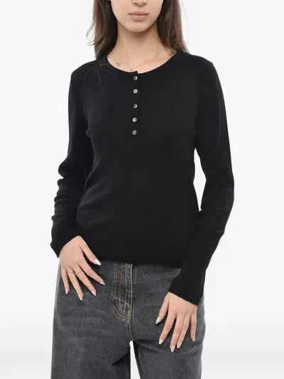 Dunst Ribbed-knit Long-sleeve Sweater In Black