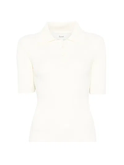 Dunst Cotton Blend Polo Knit Short Sleeves In White