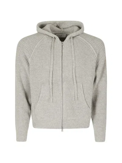 Dunst Ribbed-knit Zip-up Cardigan In Gray