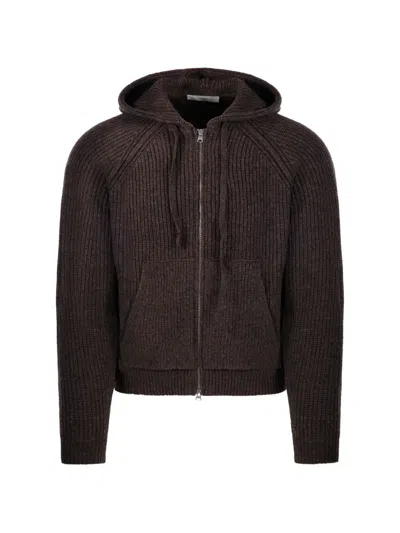 Dunst Ribbed-knit Zip-up Cardigan In Purple