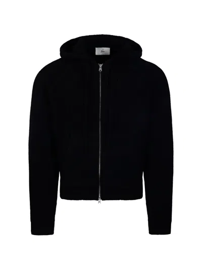 Dunst Ribbed-knit Zip-up Hoodie In Black