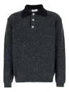 Dunst Rugby Ribbed Polo Sweater In Black