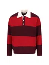 Dunst Striped Crewneck Sweater Contrast Collar In Red