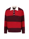 Dunst Striped Crewneck Sweater Contrast Collar In Burgundy