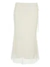 Dunst White Skirt With Side Knot Closure And Semi-transparent Hem In Viscose Woman