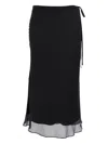 Dunst Black Skirt With Side Knot Closure And Semi-transparent Hem In Viscose Woman