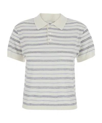 Dunst Striped Short-sleeve Polo Shirt In Neutral
