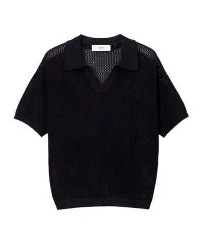 Dunst Short-sleeved Knit Polo Shirt In Black