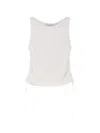 Dunst Side-drawstring Ribbed-trim Top In White