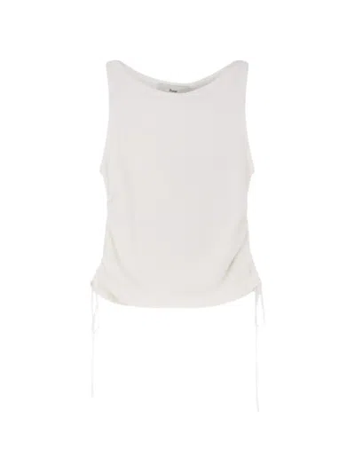 DUNST SIDE-DRAWSTRING RIBBED-TRIM TOP