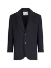 Dunst Single-breasted Blazer In Blue Wool Blend In Black