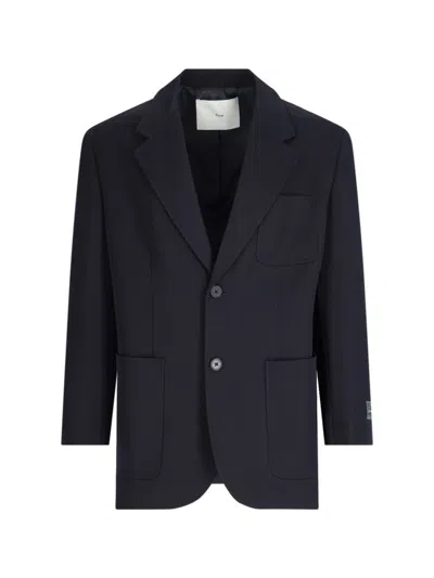 DUNST SINGLE-BREASTED BLAZER IN BLUE WOOL BLEND