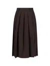 Dunst Brown Pleats Midi Skirt In Brown