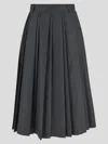 Dunst Gray Ribboned Wide Pleats Midi Skirt In Charcoalgrey