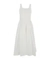 Dunst White Dress With Side Zipper Closure And Flared Skirt With Pleated Details In Cotton Blend Woman