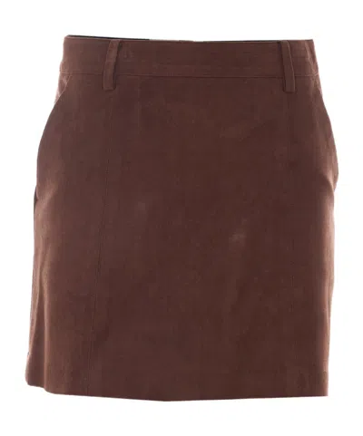 Dunst Solid Color Midi Skirt In Brown