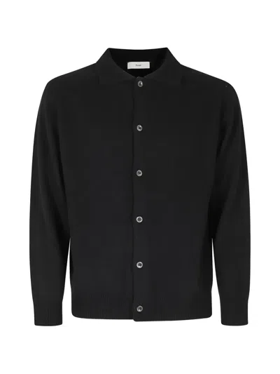 Dunst Spread-collar Button-up Cardigan In Black