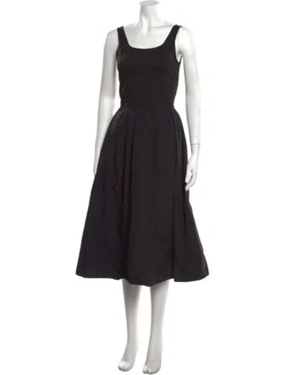 Pre-owned Dunst Square Neckline Midi Length Dress In Black
