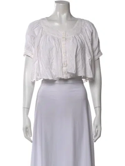 Pre-owned Dunst Square Neckline Short Sleeve Crop Top In Gray