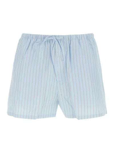 Dunst Striped Cotton Bermuda Shorts In Blue