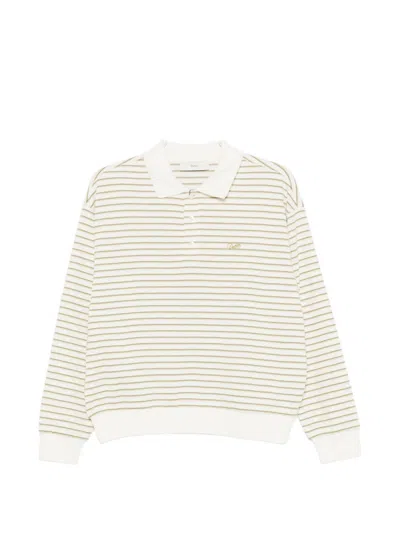 Dunst Striped Cotton Polo Shirt In Neutral