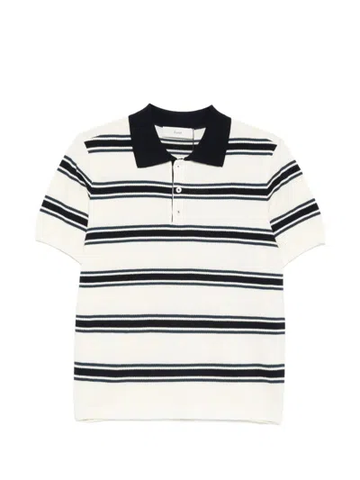 Dunst Striped Cotton Polo Shirt In Black