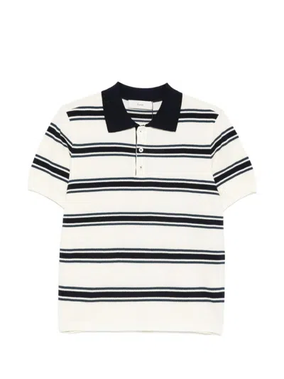 Dunst Striped Cotton Polo Shirt In White