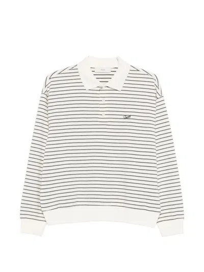 Dunst Striped Cotton Polo Shirt In White