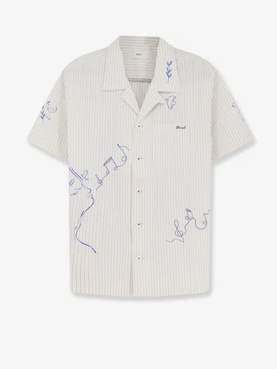 Dunst Striped Cotton Shirt In Sand