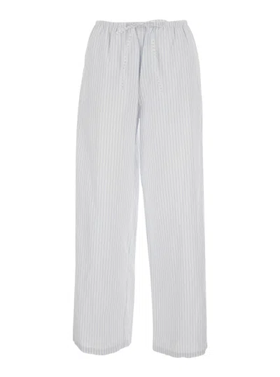 Dunst Striped Cotton Trousers In White