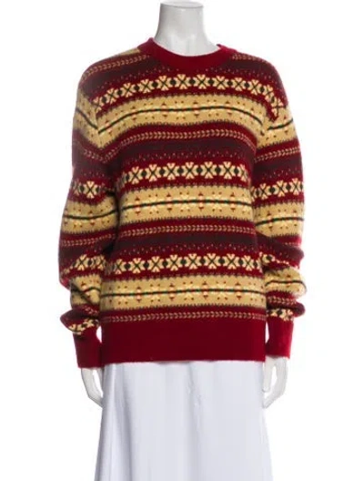 Pre-owned Dunst Striped Crew Neck Sweater In Red