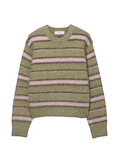 Dunst Striped Crew-neck Sweater In Green