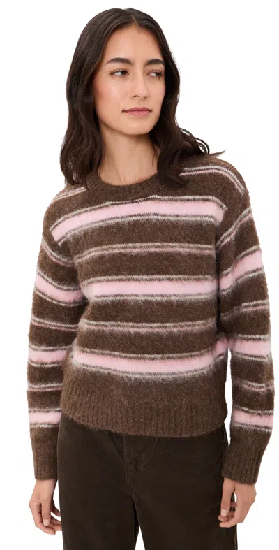 Dunst Striped Hairy Sweater Brown/pink